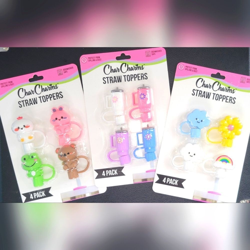 CharCharms 3 Separate 4pk Straw Topper Set